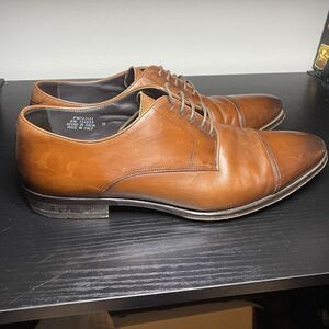 Suitsupply Mens Size 11 Brown Leather Cap Toe Dress Shoes Made In Italy